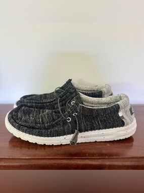 HEY DUDE MEN'S WALLY STRETCH MIX METEORITE LACE UP MOC TOE CASUAL Dark Gray US10